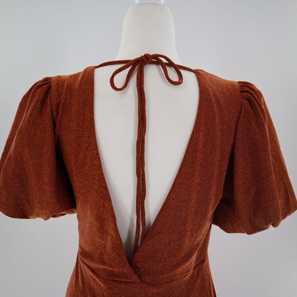 FRNCH Olympe Dress Womens Orange Glam Romantic Feminine Event Evening Wear NWT - Picture 10 of 11